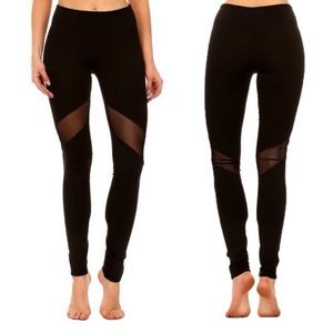 Black leggings with mesh cut out